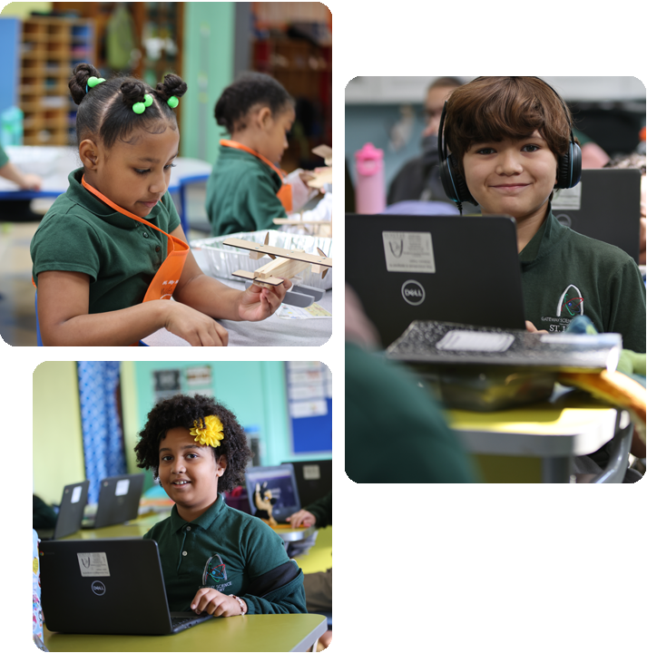 Students engaged in various activities in a science lab, showcasing teamwork and experimentation