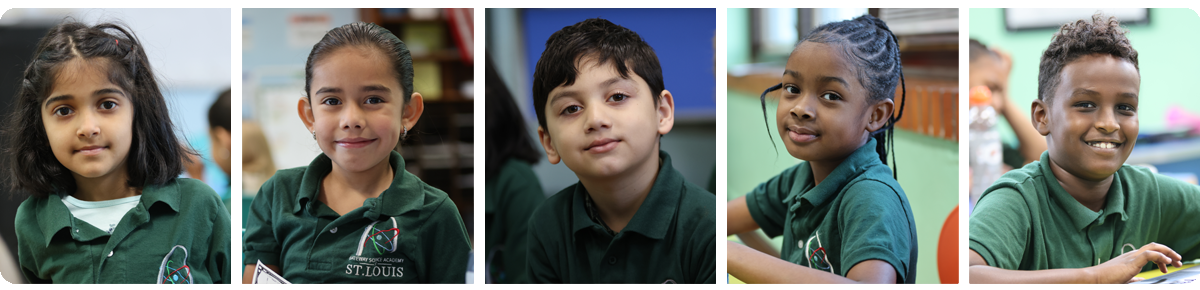 Collage of five individual student portraits